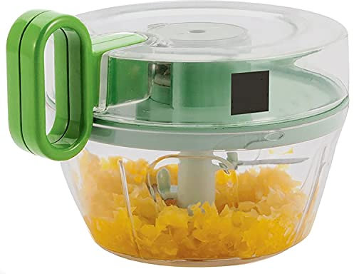 MovilCom® - Cortador de Verduras | Picadora Manual de Alimentos | trituradora de Alimentos para Verduras, Carne, Hierbas, Cebolla, ajo, Ensalada | Picadora Manual con Cuerda | 400ml (Mod.03)