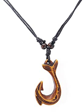 Scddboy Hawaiian Maori Fish Hook Pendant Necklace,Maui Beach Sufer Tribal Necklace