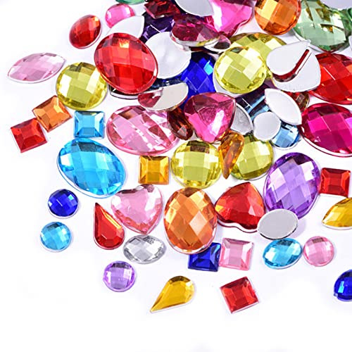 Zhenp 600 Stück Glitzersteine, 4-25mm/0,16-0,98 Zoll, Bunte Strasssteine | Acryl Bunter Edelstein, Flatback Edelsteine, Kristall Edelstein Aufkleber, In Mix Shape, Für DIY-Bastelarbeiten