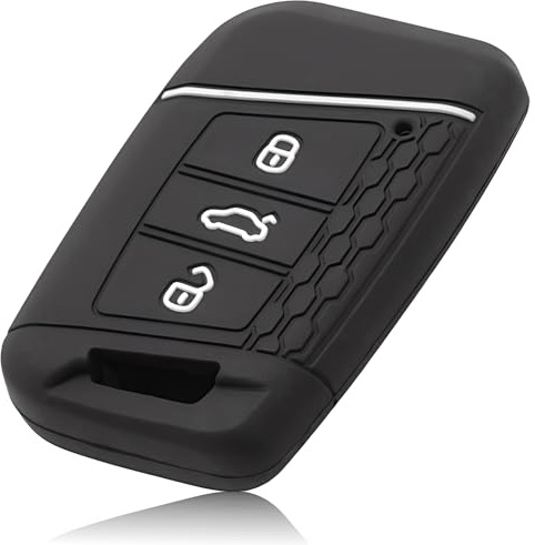 FOAMO Autoschlüssel Hülle Kompatibel mit VW Passat B8, Skoda Kodiaq - Silikon Schlüsselhülle - Schutz-Hülle für Autoschlüssel Schwarz-Weiß