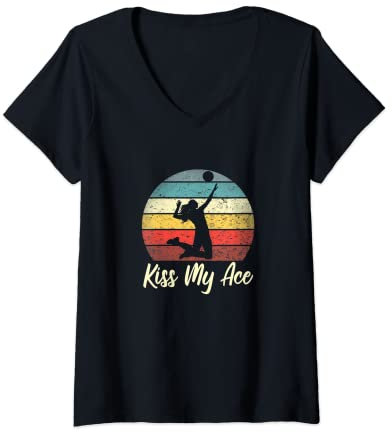 Damen Volleyball Kleidung Volleyballer Beachvolleyball T-Shirts T-Shirt mit V-Ausschnitt