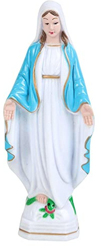 Fenteer Blessed Mother Virgin Mary Figurine Statue Blessed Virgin Mother Mary Figurine Character Sculpture for Living Room Table Stand Decoration,Blue Coat,15cm