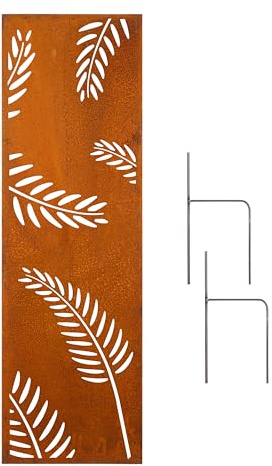 D&L Lasertec Edelrost Garten Sichtschutzwand Metall 160x50 cm Palmen Blätter inkl. Bodenanker