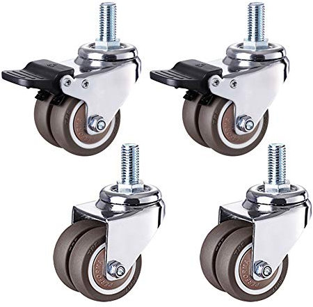 40 mm/50 mm Doppelrollen, Lenkrollen, Bürostuhl, TPE-Gummi, Ersatzrollen, Rollen, Schrauben, M12 x 25 mm, robuste Möbel-Lenkrollen mit Bremse, max. Traglast 400 kg (2 Stück)