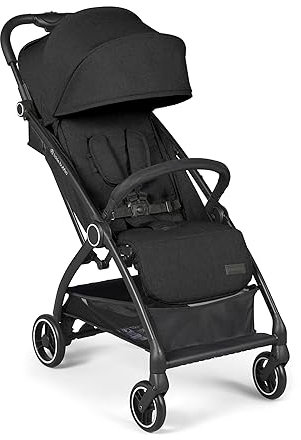 Ickle Bubba Aries Max Autofold Stroller - Feather-Light Design, Multi-Position Recline, Handy Auto-Fold Mechanism, Large Seat from Birth to 22kg with Footwarmer and Cup Holder (Black)