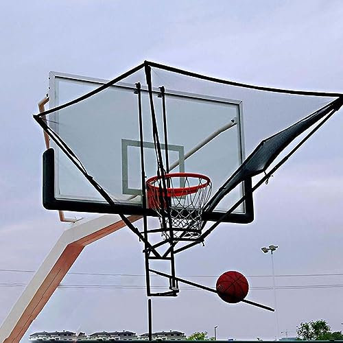 Basketball-Rücklaufsystem zum Aufhängen, Schwarze Basketball-Schießübungshilfe, einfach aufzubauender Basketball-Schussrücklauf aus Metall, Basketball-Rücklaufsystem für um 180° dr