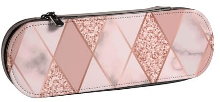 Marmor Luxus Geometrisch, Federmäppchen, PU-Leder, Federmäppchen, großes Fassungsvermögen, Kosmetiktasche