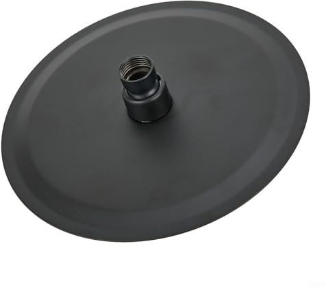 Pomme de douche à effet pluie - 20,3 cm - Noire - Tête de douche ronde - Buse de chasse d'eau murale - Valve en laiton