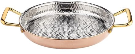 ANSNOW Paellera Española de Acero Inoxidable 304 - Sartén Antiadherente con Asas Dobles para Cocinar en Casa O en Restaurante - Calentamiento Rápido Y Uniforme/Oro Rosa/18 cm