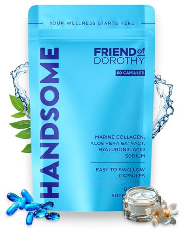 Friend of Dorothy - Handsome - Marine Collagen Capsules - Aloe Vera, Hyaluronic Acid & Vitamin C - Supports Skin Firmness, Hydration & Radiance - 60 Capsules for Men