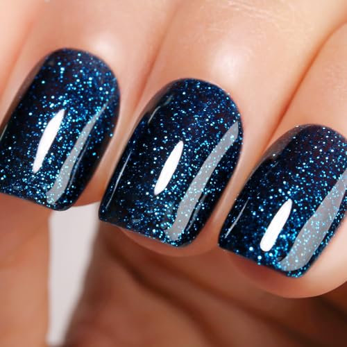 Ozzeal UV Nagellack Glitzer - Dunkles Marine Blau Mit Schimmer - Herbst Winter Gel Polish Soak Off UV Led 15ML