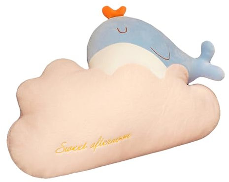 Ueiwffzo Wolken Dekokissen Kuschelkissen Kinder, Weiche Flauschige Einhorn Walfisch Wolke Zierkissen, Niedliche Stern Sonne Plüschkissen für Babyzimmer Kinderzimmer Deko (Walwolke)