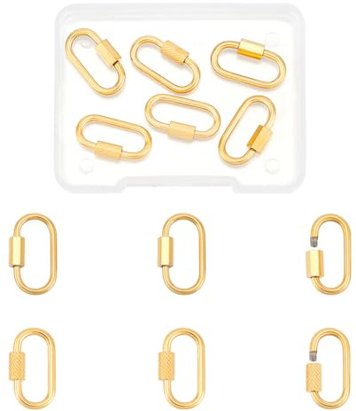 UNICRAFTALE 6 Stück 2 Stile Goldener Karabinerverschluss Edelstahl Schraubkarabinerschloss Ovaler Schraubverschluss Clipverschlüsse Schlossschlüssel Metall Schlüsselbund Für Schmuck Handtaschenzubehör