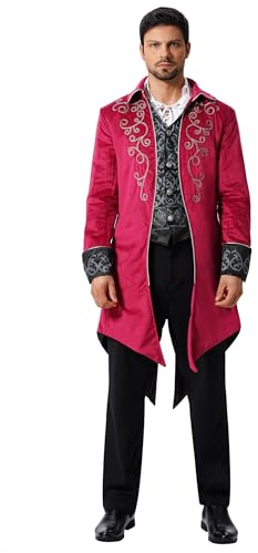 EFOGEP Steampunk Vintage Frack Prinz Giacca a maniche lunghe con bottoni, stile gotico vittoriano, abito da donna uniforme, medievale, gotico, smoking rinascimentale, pirata, Halloween, costume da
