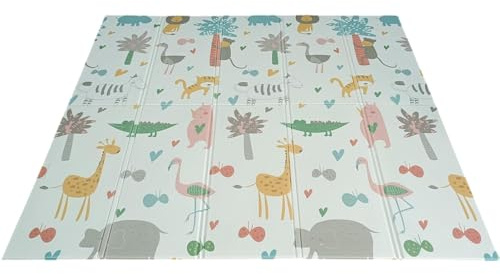 1Above Extra Wide Foldable Baby Playmat 200x180x1cm | Waterproof | Reversible Extra Large Playmat with Carry bag | Thick Padded XPE Baby Crawl Mat | Ideal for Bedroom, Nursery & Playroom (200x180x1cm)