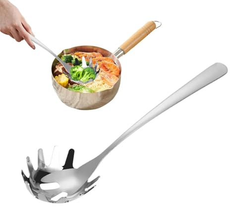 Utensile per spaghetti – Cucchiaio per pasta con denti, cucchiaio per spaghetti | Cucchiaio per pasta | Cucchiaio per spaghetti in acciaio inox, colino Nouil