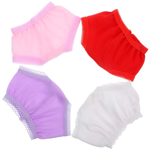 JUMPLAWN 4 Stück-Pack Puppenunterwäsche 18 Zoll Bruchfestes Puppenhöschen Aus Weichem Material Farblich Sortiert Weiß Rot Pink Violett Puppenzubehör Für Rollenspiel Und Puppenfans