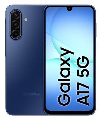 Samsung Galaxy A17 5G AI Smartphone, KI-Handy mit Android, Dünner 7,5-mm-Rahmen, 50-MP-Kamera, 128 GB Speicher, 4 GB RAM, 5.000-mAh-Akku, Blue, 2,5 Jahre Herstellergarantie [Exklusiv auf Amazon]