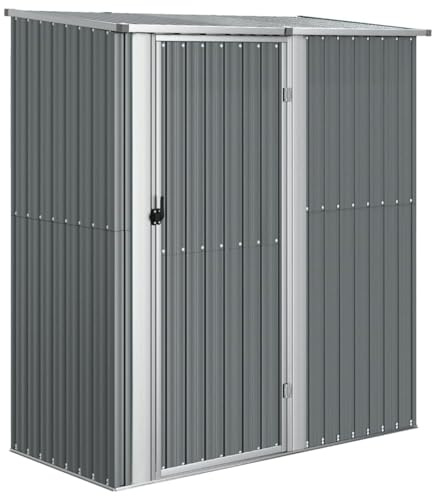 Homgoday Galvaniserat stål verktygsskjul med låsbar dörr, 180,5 x 97 x 209,5 cm, grå – utomhus verktygslager modell 150904
