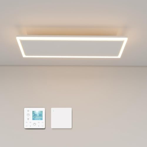 byecold Infrared Panel Heater Built-in Thermostat, Ceiling Infrared Heater with LED Light, Remote Control with Timer, Energy Efficient Far Infrared Heater Indoor - 1300W