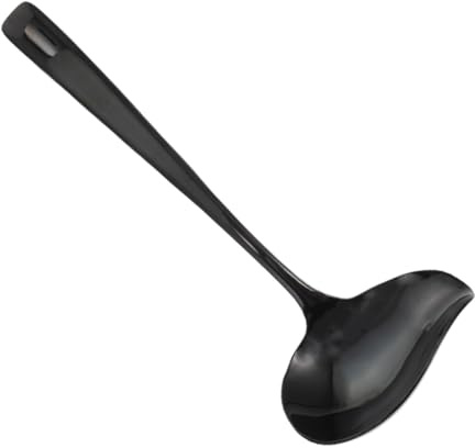 UKCOCO Louche à Sauce Inox avec Bec Verseur Goutte Manche Long Résistant Cuillère à Soupe pour Servir Ustensile Cuisine et Facile à Nettoyer