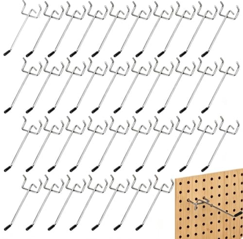 Aramanara 100 Pcs 10 cm Pegboard Hook, 3.2cm Hole Pitch Metal Pegboard Hook | Hanging Peg Board Shelving Hooks, Pegboard Accessories Hook for Wall Retail Store Supermarket Garage