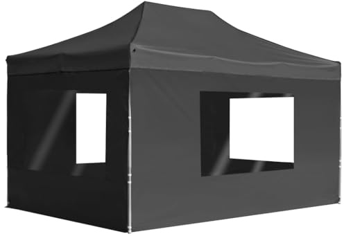 Tenda da magazzino, pieghevole con pareti in alluminio, 4,5 x 3 m, colore antracite, per giardino, cortile, gazebo