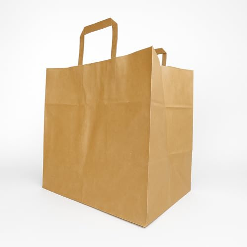 BeFreeX - Bolsas de papel kraft 32×22×31 cm con asa plana | Pack 125 o 250 uds | Bolsas para regalo personalizables | Para tiendas, ferias y comercios (125)