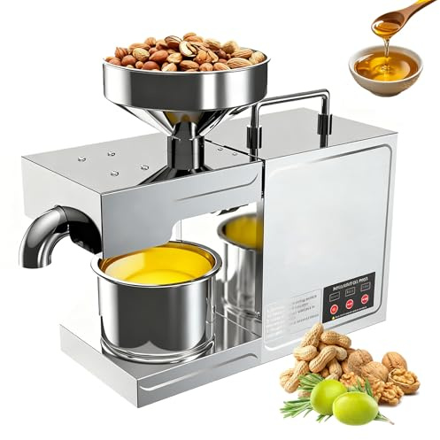 Pressa per olio commerciale, in acciaio inox, automatica, con touch screen e regolatore di temperatura intelligente per arachidi e semi di sesamo