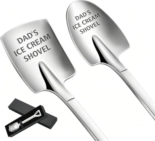 2 Pcs Fathers Day Funny Gifts from Daughter Son, Ice Cream Scoop for Stepdad Grandpa, Daddy Birthday Gift, Christmas Presents for Husband Retirement Birthday, Present for Papa Dads Spoon Shovel