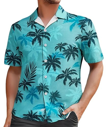 Camisas Vice City para Hombre para Uso Casual: cómodas Camisas holgadas con Botones para Primavera, Verano y otoño, Muy elásticas y fáciles de Lavar, de poliéster, protección UV y Transpirable