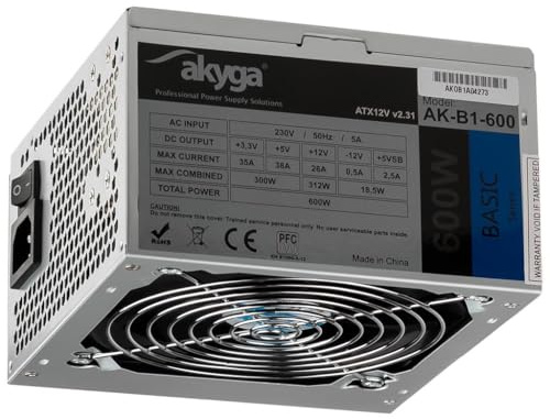 Akyga AK-B1-600 unité d'alimentation d'énergie 600 W 20+4 pin ATX ATX Gris