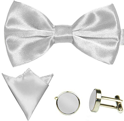 GASSANI 3-Set Herren-Fliege 20 Satin Farben, Schleife Fix Gebunden Verstellbar