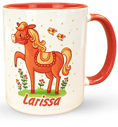 Werbetreff Gera Keramiktasse mit Name & Motiv Pferd - Personalisierte Kinder-Tasse - Geschenk-Idee für Kinder & Erwachsene - Reiten, Reiterhof, Pferde-Mädchen