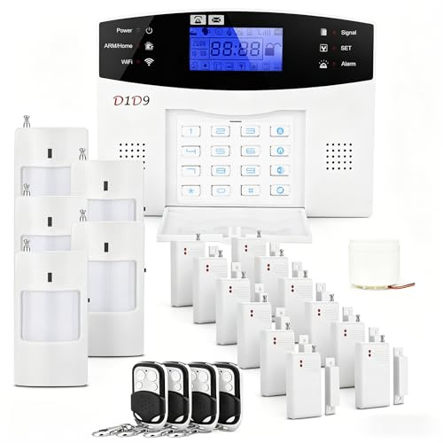 D1D9 24pcs Wireless DIY Home Burglar Alarm System | 4G WiFi GSM, No Monthly Fee,Home Security with App Alert