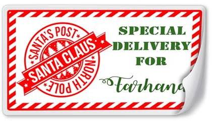 24 Personalised Christmas Stickers Gift Tag Labels Present Delivery from Santa (Design 1)