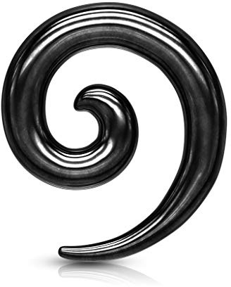 beyoutifulthings Dehn-Spirale Edelstahl Taper Gold Silber Schwarz Bunt Dehnanhänger Dehnungs-Schnecke Dehnungs-Sichel Ohr-Piercing Ohr-Schmuck 2-8mm