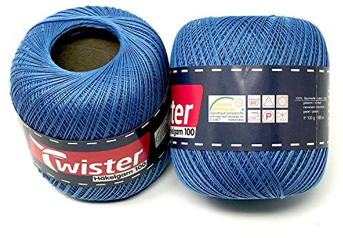 Twister Häkelgarn blau Handstrickgarn Baumwollgarn 2x100g