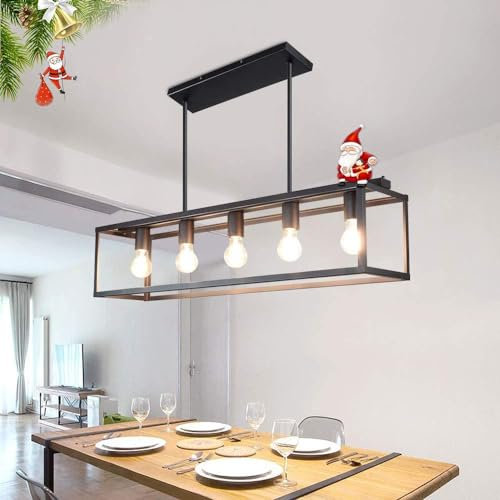 Depuley Vintage Pendelleuchte mit 5 Flammig, LED Hängelampe Esstisch Eisen, E27 Fassung, 5 * 6W Leuchtmittel, Hängeleuchte Küchenlampe Industrial für Wohnzimmer Restaurant Cafe Bar(6W Birne inkl.)