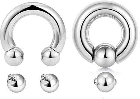 Rajnard 2 Stück Ringe Kreisförmige Innengewinde Hufeisen-Piercing & Spring Action Captive-Perlenringe CBR 4G 12 mm mit Ersatzkugeln 316L Edelsta Piercingschmuck