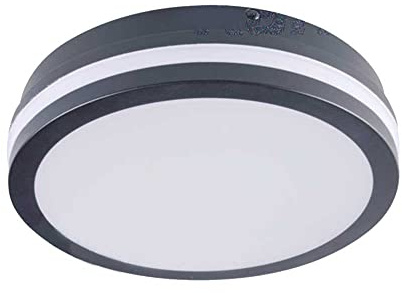 24W LED 4000K IP54 Grey Wall Ceiling Round Bulkhead Light Waterproof Outdoor Bathroom Bedroom Office Kitchen Hallway Garden Garage Porch Basement Outside Door Lighting