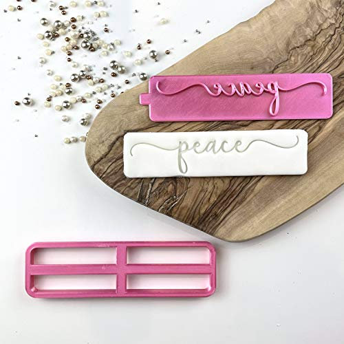 LissieLou Peace in Verity Font Eid Ramadan Icing Fondant Cookie Cutter and Stamp - Light Pink
