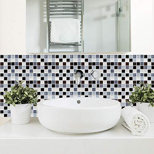 Mosaik Marmor Steinfliesen Boden Wandaufkleber, Gedruckt In 3D Für Küche Toilette Badezimmer Poster Taille Linie Wasserdicht Wandtattoo, Für Küchenschränke-20Cmx20Cmx10Pcs