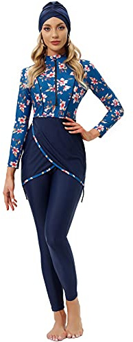 seafanny 3 delar muslimska badkläder för kvinnor heltäckande hijab Burkini blygsamma baddräkt(Sakura 42-44) XL