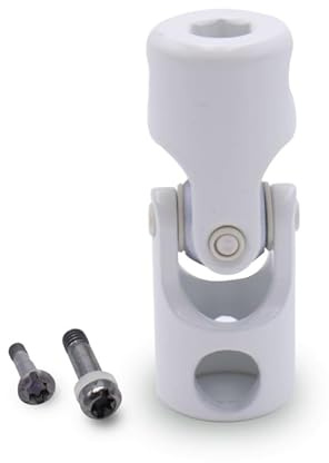 Joint de cardan genouillère d'entrainement à manivelle blanche pour manoeuvre de volet roulant, 6 pans de 7 - diamètre ø 12 mm - En acier pour store et volet roulant - Fabrication et qualité française