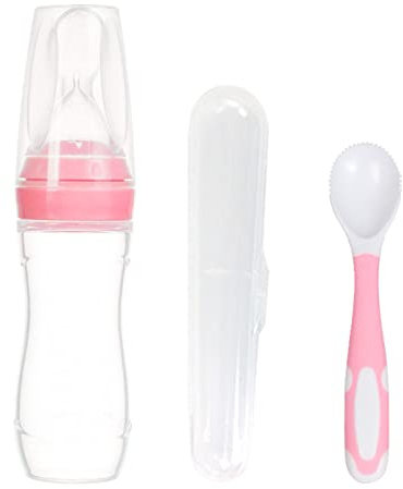 Juego de cubiertos para bebés, cuchara de bebe, cuchara para cubiertos dentados, cuchara de biberón, biberón 120ml, cuchara dispensadora de alimentos para bebés, adecuada para la alimentación del bebé