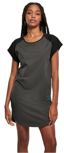 Urban Classics Ladies’ Contrast Raglan Tee Dress Donna Miniabito Nero/Grigio L