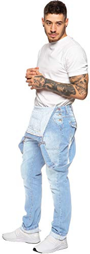 989Zé ENZO Mens Denim Jeans EZD390 Designer Cotton Dungarees Overalls Heavy Duty Waist Sizes 30-50 BLEACH 32 R
