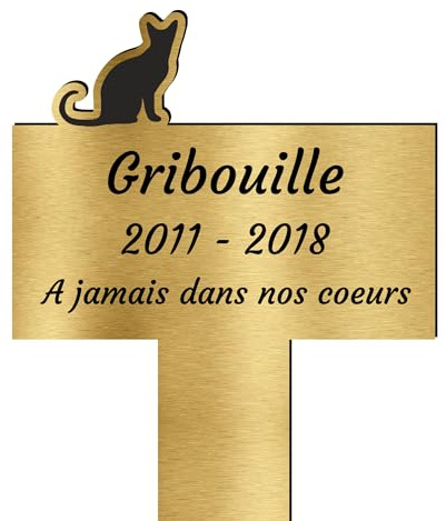 Piquet Funéraire Chat - Souvenir pour Animaux chat Chien - Plaque Funéraire chat - Avec Texte Personnalisable (Chat)