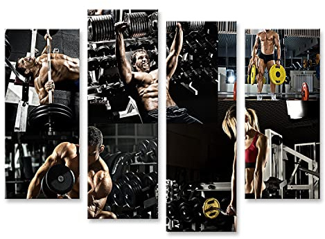 islandburner Quadro su tela Bodybuilding Esecuzione Esercizio Pressa Peso Palestra Collage Foto Quadri Stampe Immagini Murale Decorazione da parete